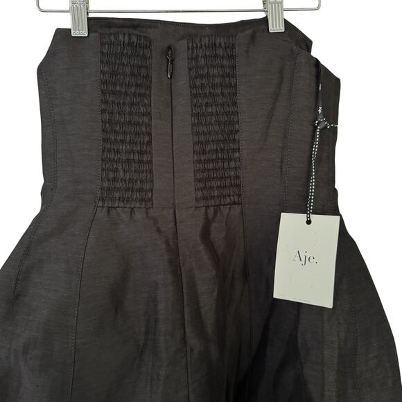 Aje Baret Strapless Linen-Blend Mini Dress Black AU 10 US 6 NWT - Picture 5 of 10